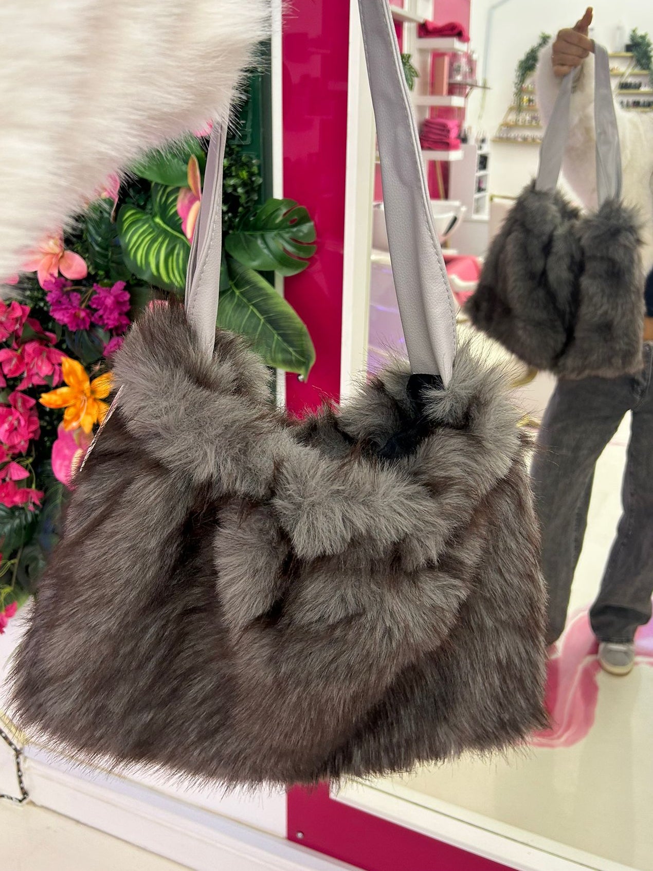 Faux-Fur Shoulder Bag - Soft Winter Statement Bag