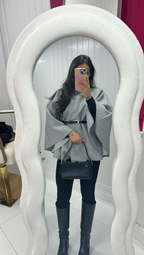 WOOL BLEND BELTED CAPE COAT