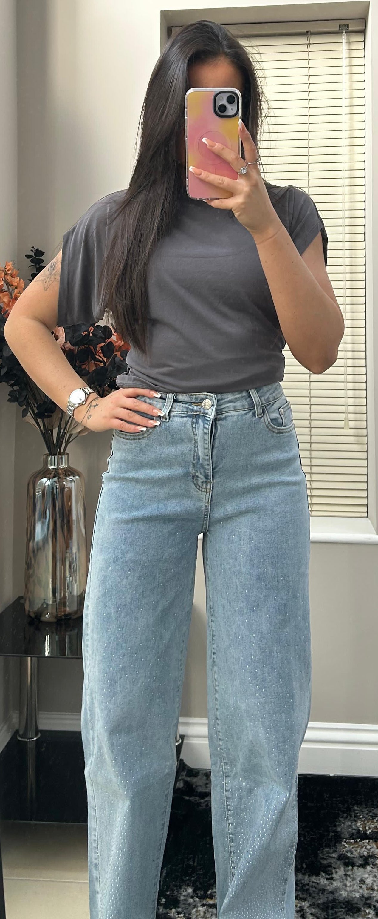 CASUAL RELAXED FIT WIDE LEG JEANS