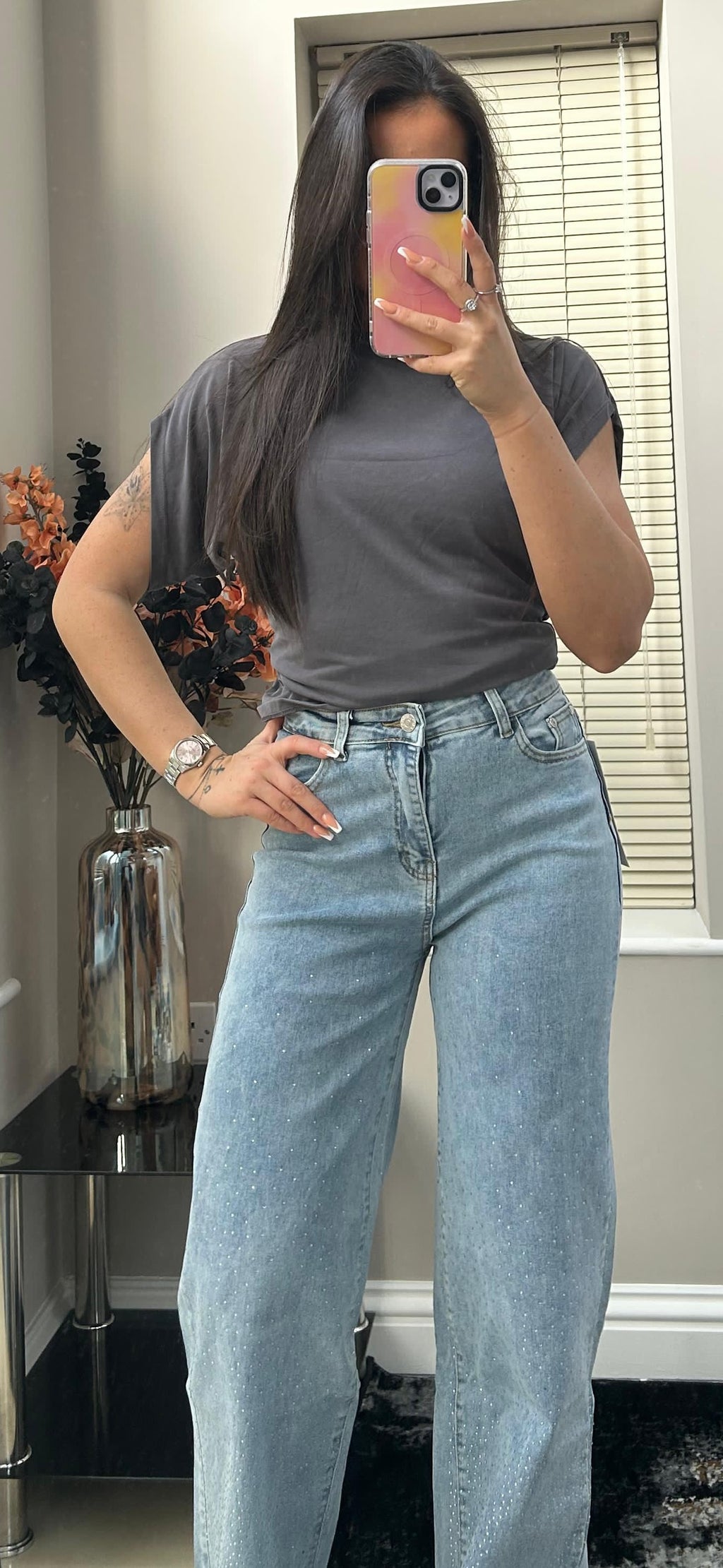 CASUAL RELAXED FIT WIDE LEG JEANS