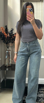 CASUAL RELAXED FIT WIDE LEG JEANS