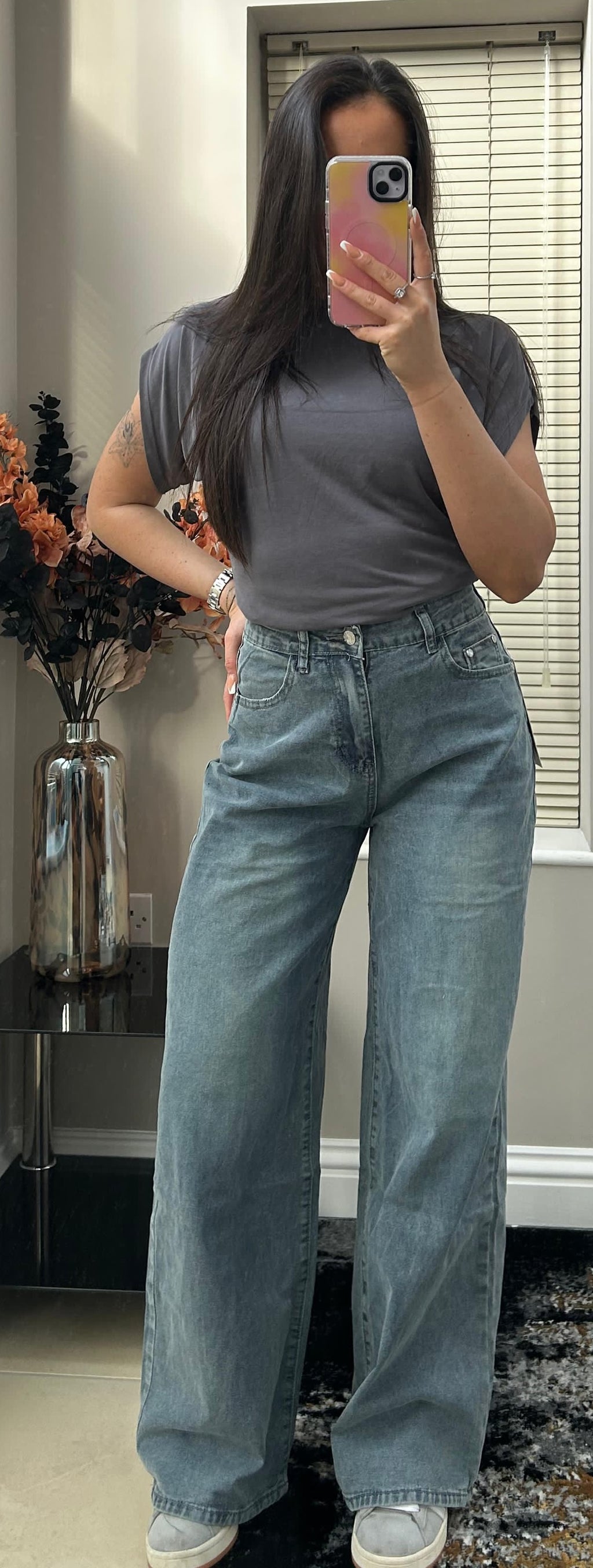 CASUAL RELAXED FIT WIDE LEG JEANS