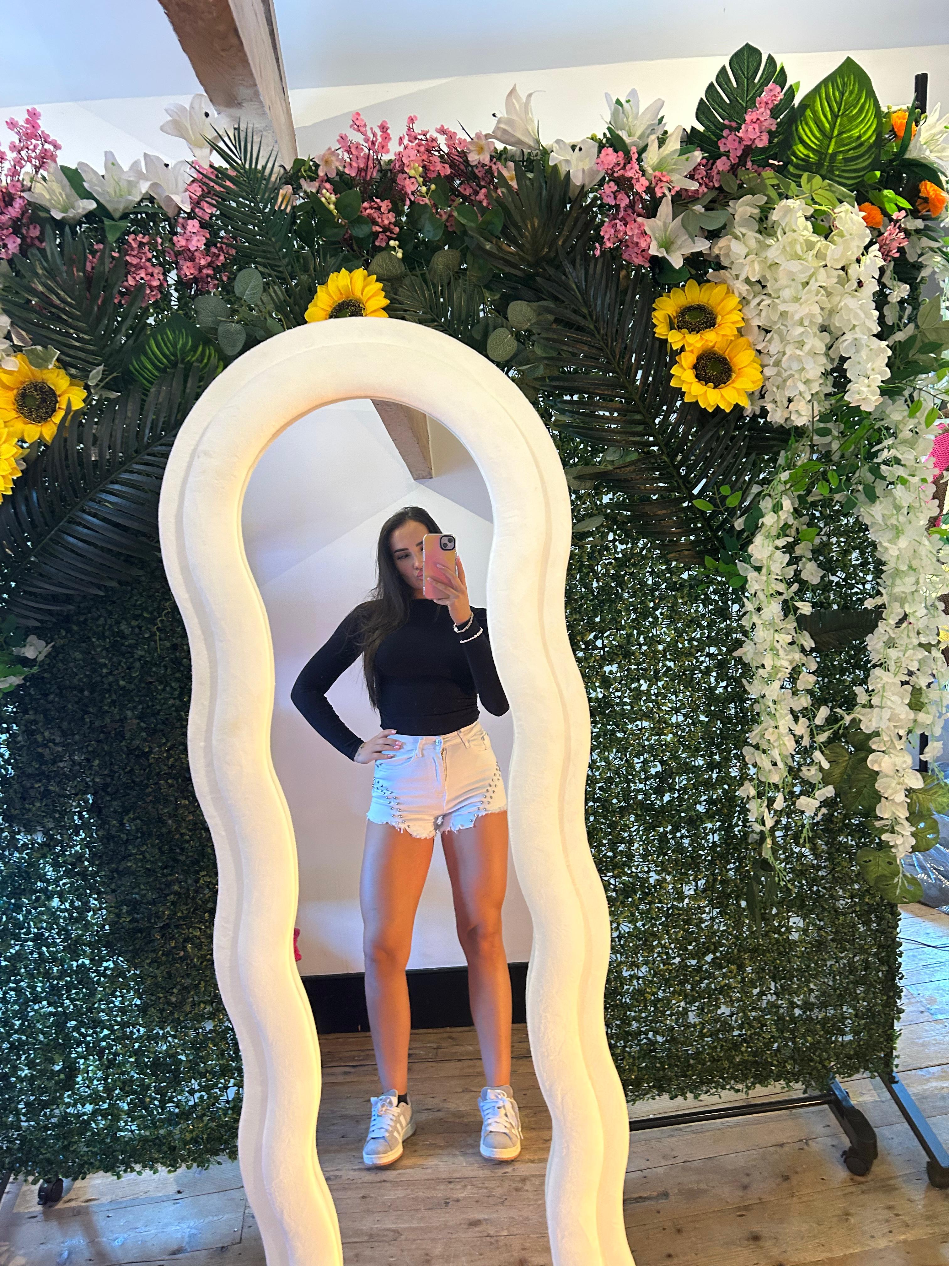 Women’s Studded Fray Hem Denim Summer Shorts