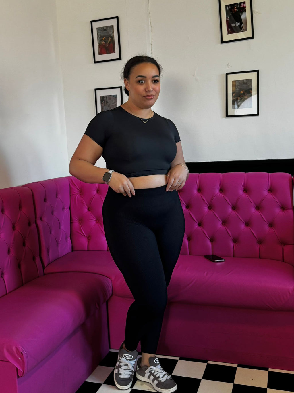 PLUS SIZE BLACK HIGH WAIST RIBBED GYM LEGGING