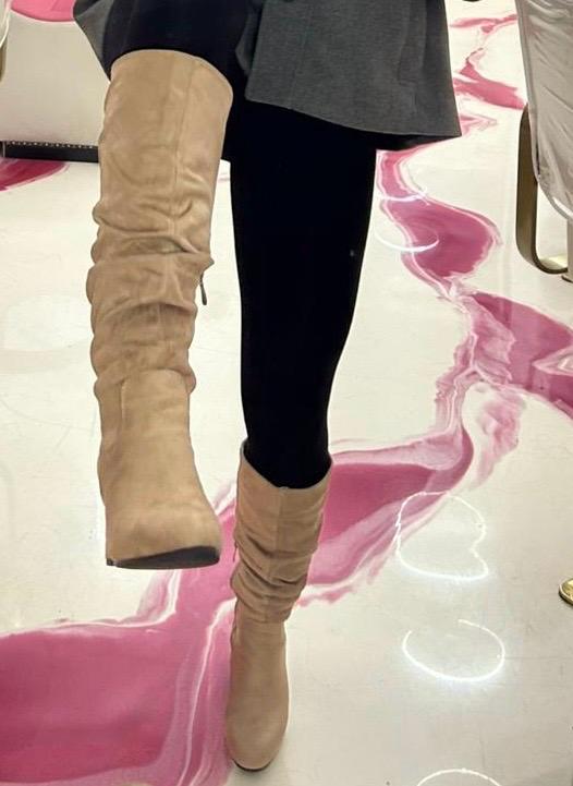 SUEDE SLOUCHY KNEE HIGH BOOTS