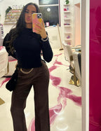 GOLD CHAIN BELT DETAIL A LINE PULLUP TROUSERS