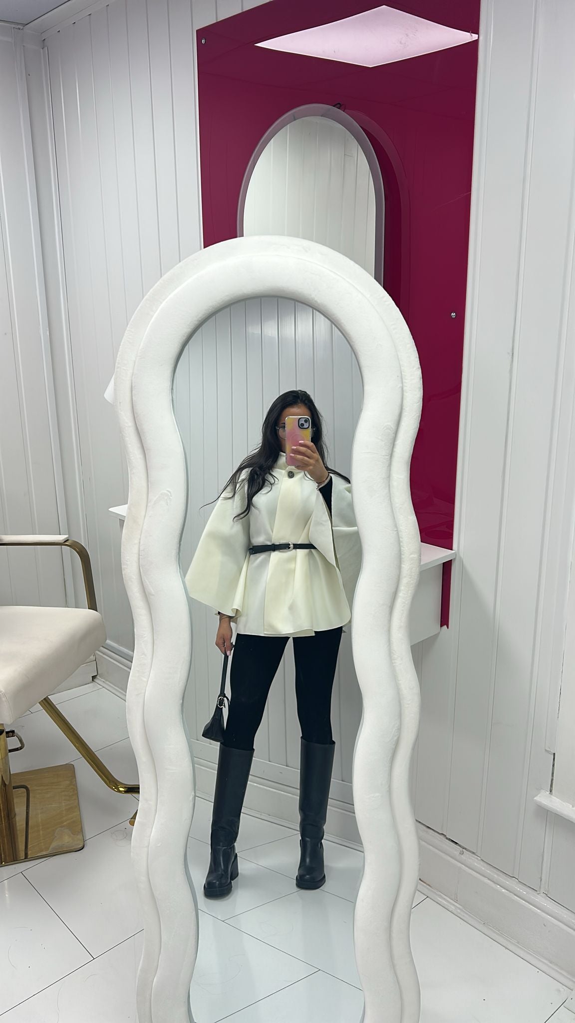 WOOL BLEND BELTED CAPE COAT