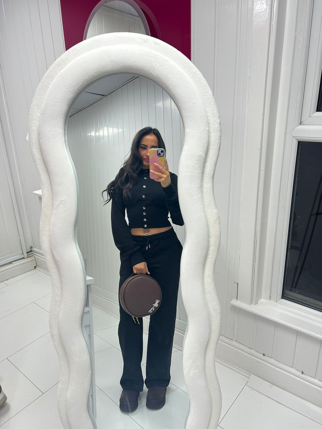 SNAP BUTTONS CORSET FIT SWEATSHIRT WITH WIDE LEG TROUSER SET