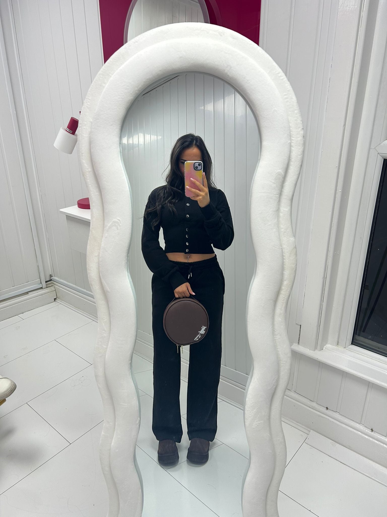 SNAP BUTTONS CORSET FIT SWEATSHIRT WITH WIDE LEG TROUSER SET